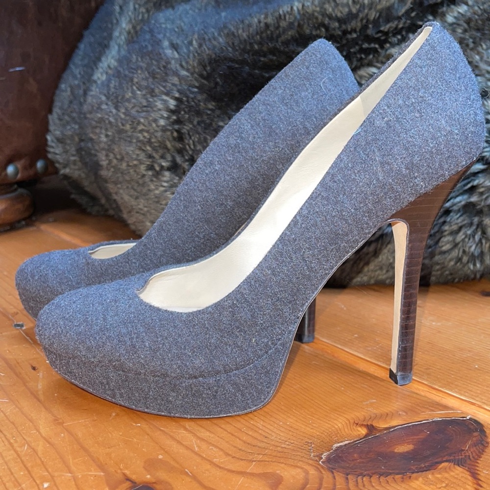 Joan & David flannel platform heels
